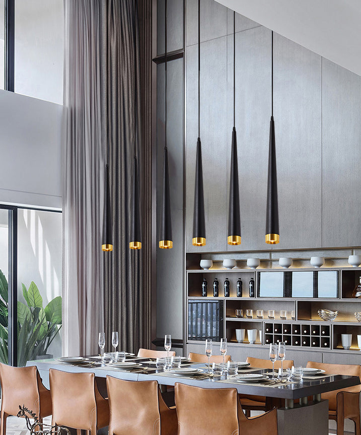 Contemporary Minimalism Style LED Hanging Light Height 24.8" Tapered Aluminum Suspension Lamp for Kitchen Bar