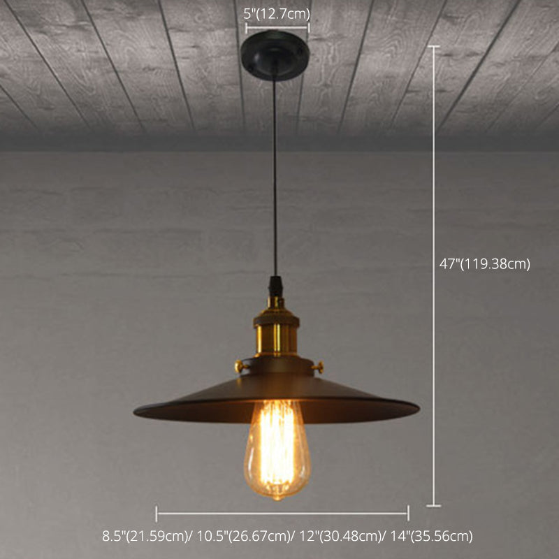 Zwarte schotelschaduw hanglamp retro metalen metalen lamp hangende lamp voor slaapkamer