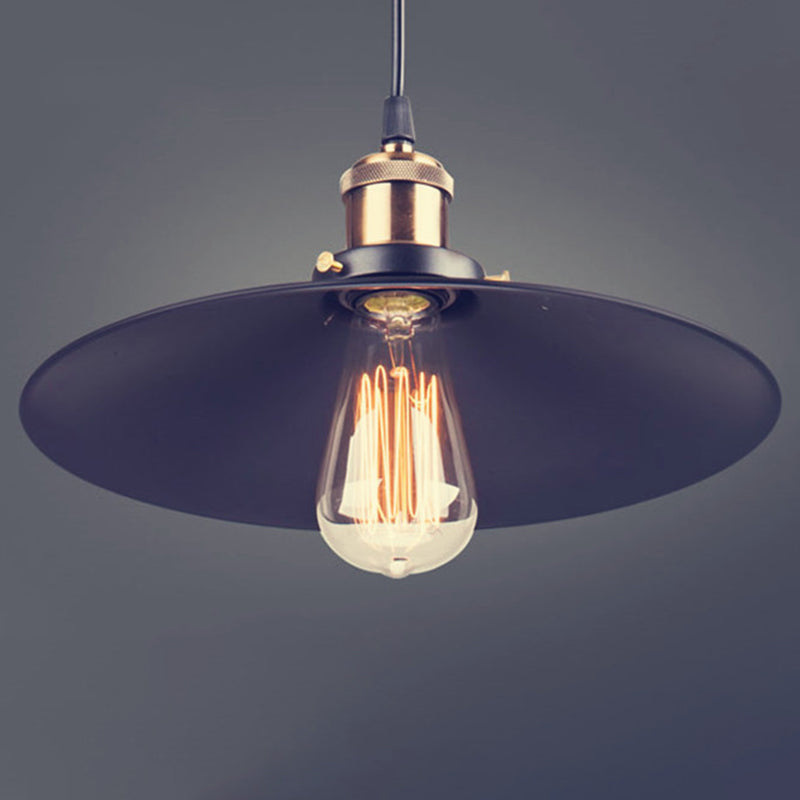 Zwarte schotelschaduw hanglamp retro metalen metalen lamp hangende lamp voor slaapkamer