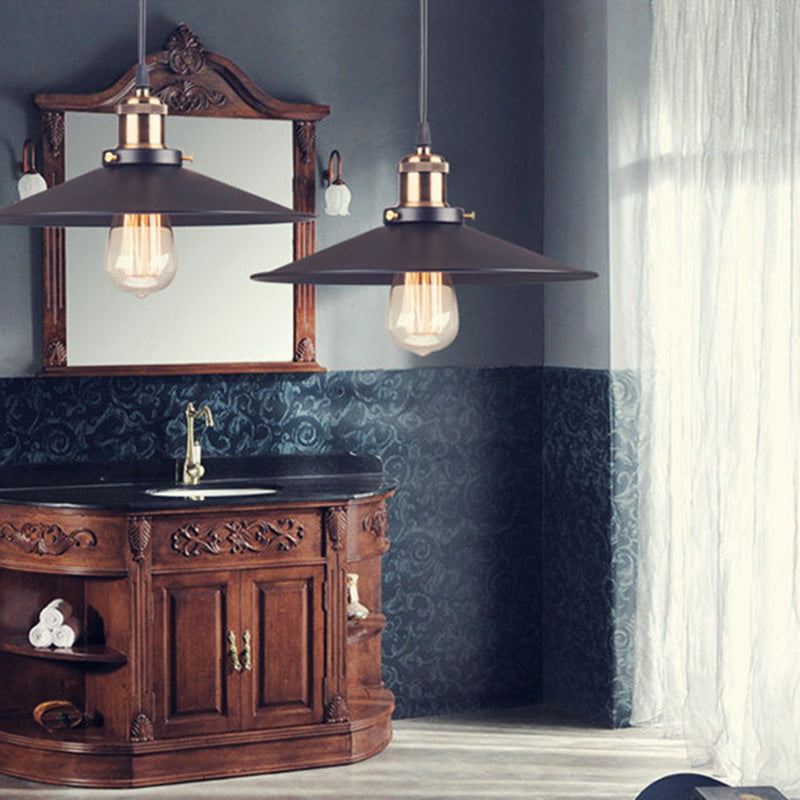 Zwarte schotelschaduw hanglamp retro metalen metalen lamp hangende lamp voor slaapkamer