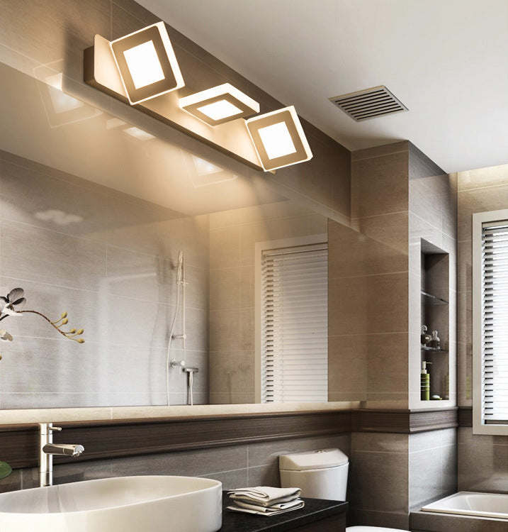 Minimalismo LED Baño Tocador de tocador Acrílico Forma cuadrada Lámpara de pared de tocador