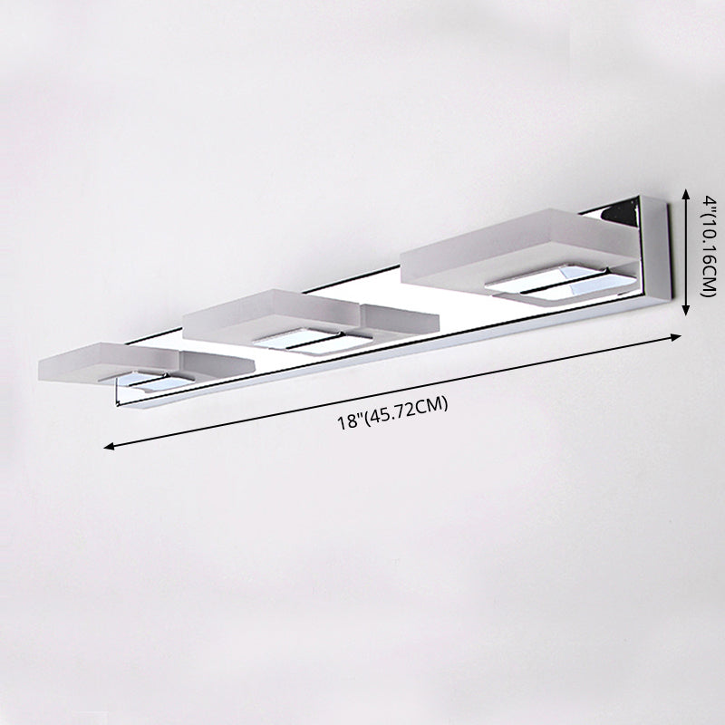 Stainless Steel Vanity Light Fixture LED Square Bathroom Vanity Lamp for Makeup