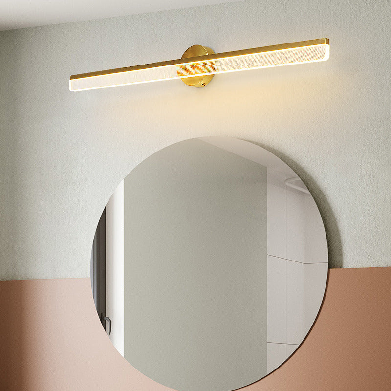 Modern Brass Wall Mounted Mirror Front Lamp LED Rectangle Vanity Lighting for Dressing Table