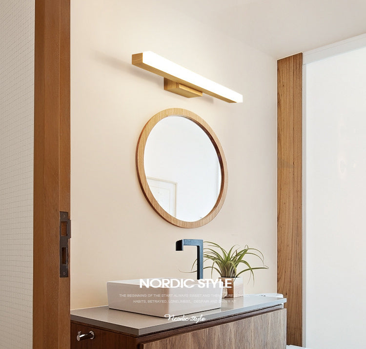 Nordic Simple Wood Mur Vanité Lumière Lumière et luminaire de vanité résistante au brouillard