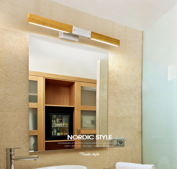 Nordic Simple Wood Mur Vanité Lumière Lumière et luminaire de vanité résistante au brouillard