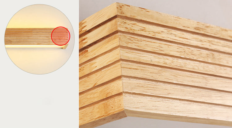 Nordic Creative Wall Mounted Mirror Front Lamp Wooden Rectangular Vanity Light for Bathroom