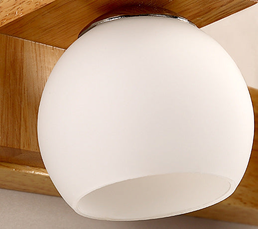 Bola de vidrio tocador de tocador apliques nórdico lámpara de tocador de madera para baño