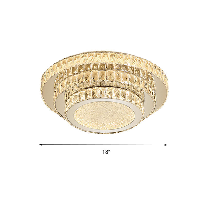 18 "/21.5" W LED Tre - Tiered Flush Light Fixture Modern White Crystal Flush Mount Lighting per Bedroom in Warm / White Light / Remote Control Stepless Dimming