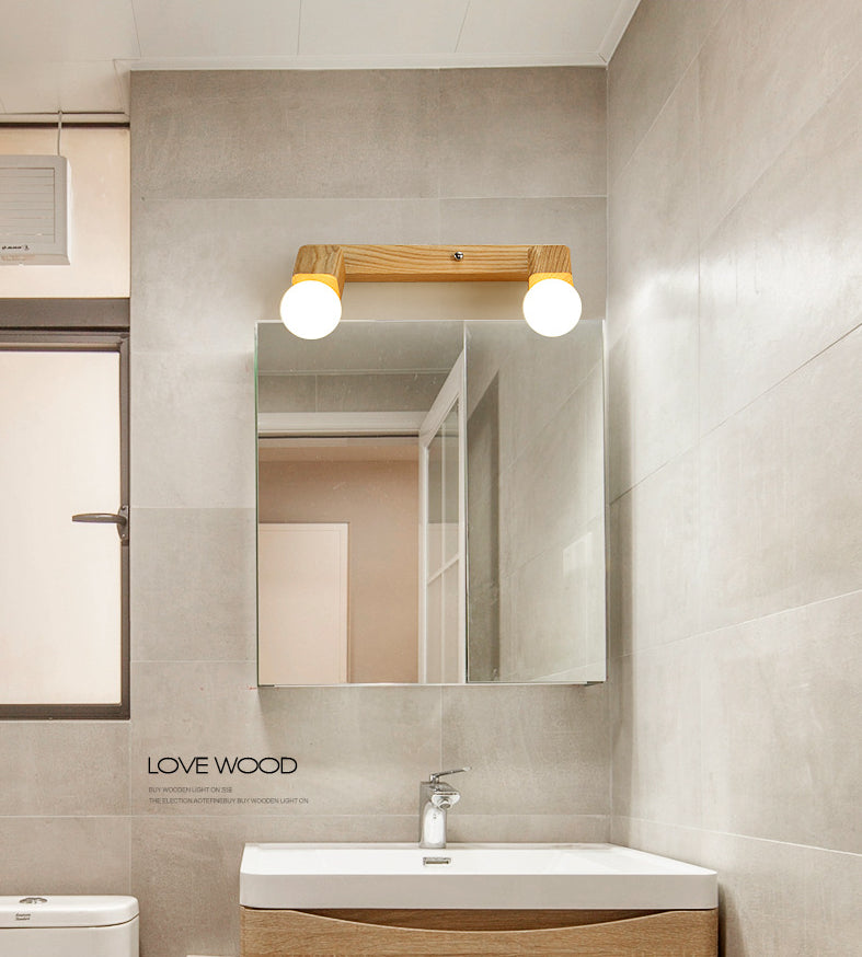 Nordic Mirror Cabinet Vanity Lighting Ideas Wooden LED Vanity Light for Dressing Table