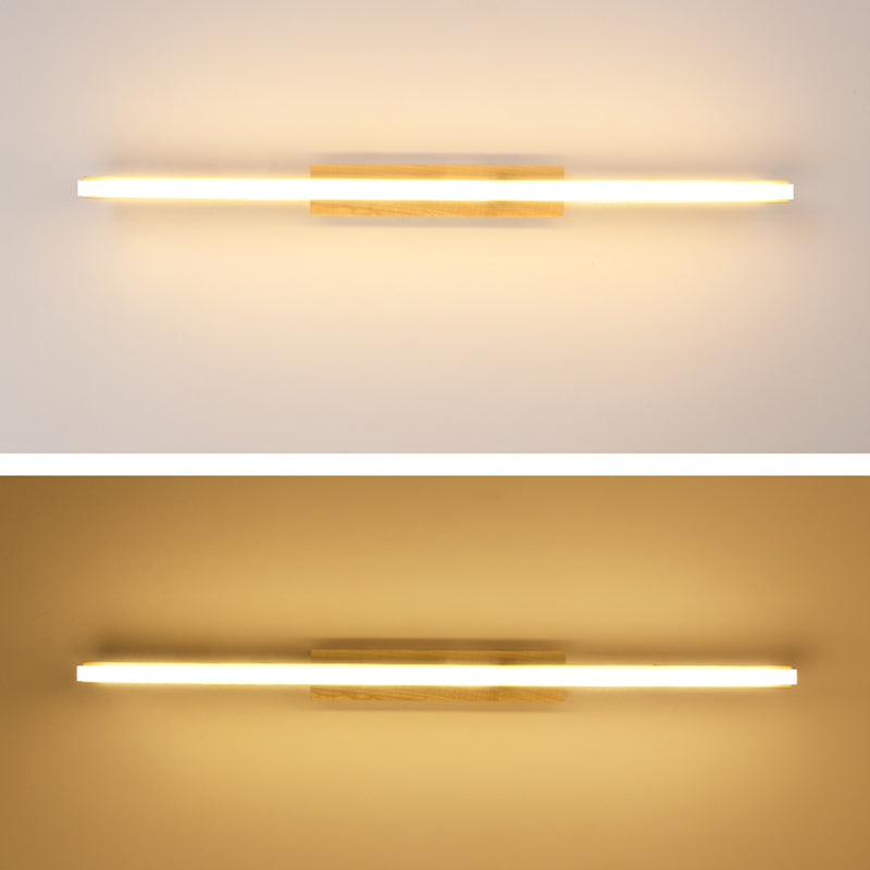 Nordic Natural Oak Vanity Sconce Fixture Simplicity Style Vanity Light in Acrylic Shade