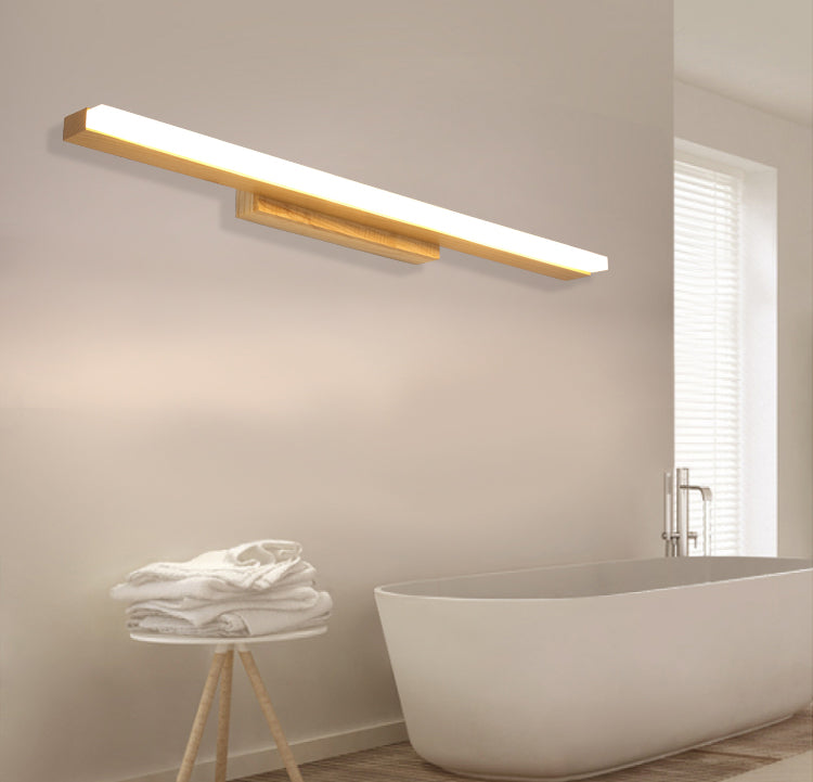 Nordic Natural Oak Vanity Sconce Fixture Simplicity Style Vanity Light in Acrylic Shade