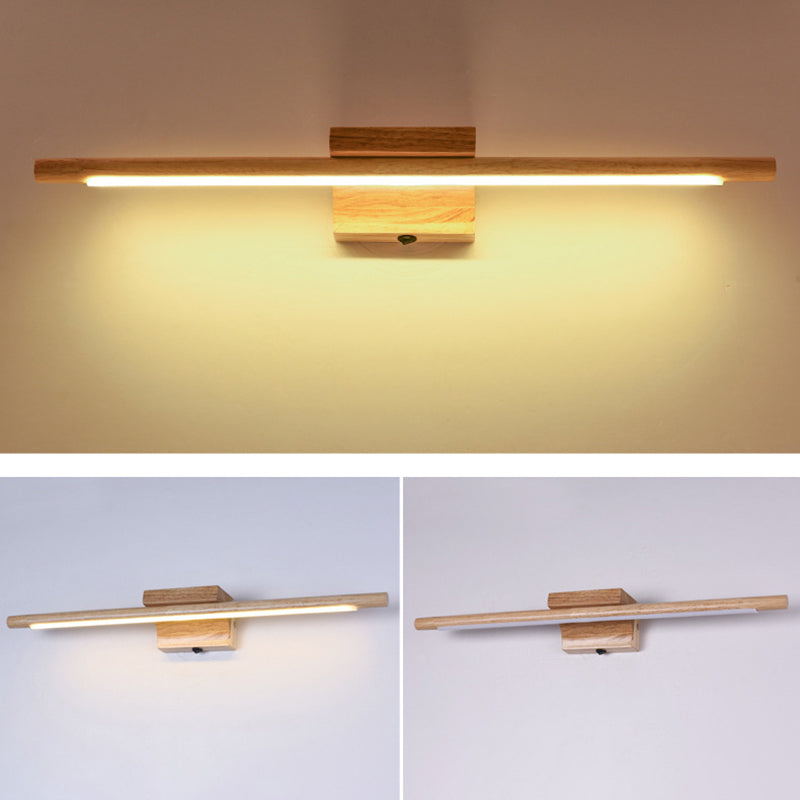 Dressing Table Decoration Vanity Wall Light Wooden LED Vanity Light Bar for Bathroom