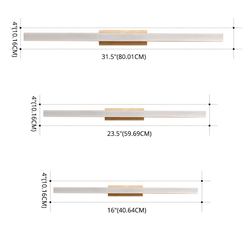 Natural Oak Linear Bathroom Vanity Light Fixture Acrylic Anti-fogging Shade Vanity Mirror Light