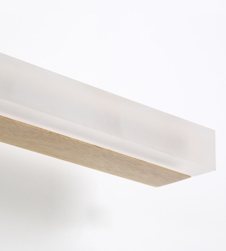 Natural Oak Linear Bathroom Vanity Light Fixture Acrylic Anti-fogging Shade Vanity Mirror Light