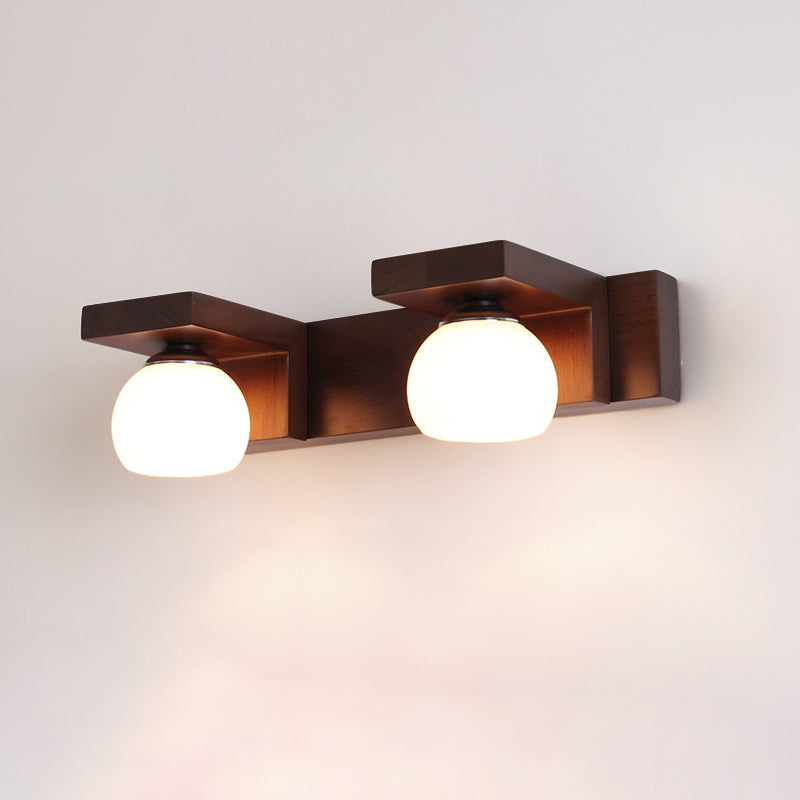 Walnut Brown Mirror Cabinet Wall Sconce Down Lighting Vanity Fixtures for Bathroom