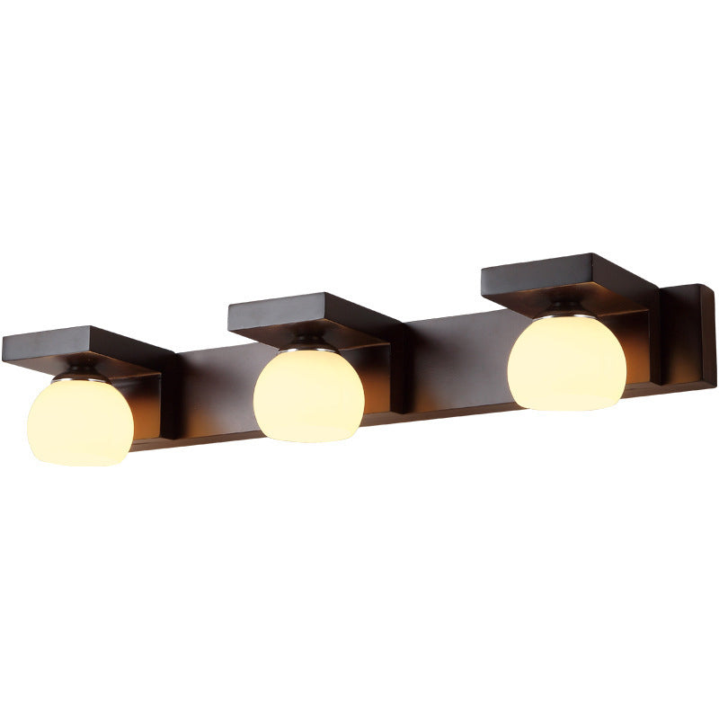 Walnut Brown Mirror Cabinet Wall Sconce Down Lighting Vanity Fixtures for Bathroom