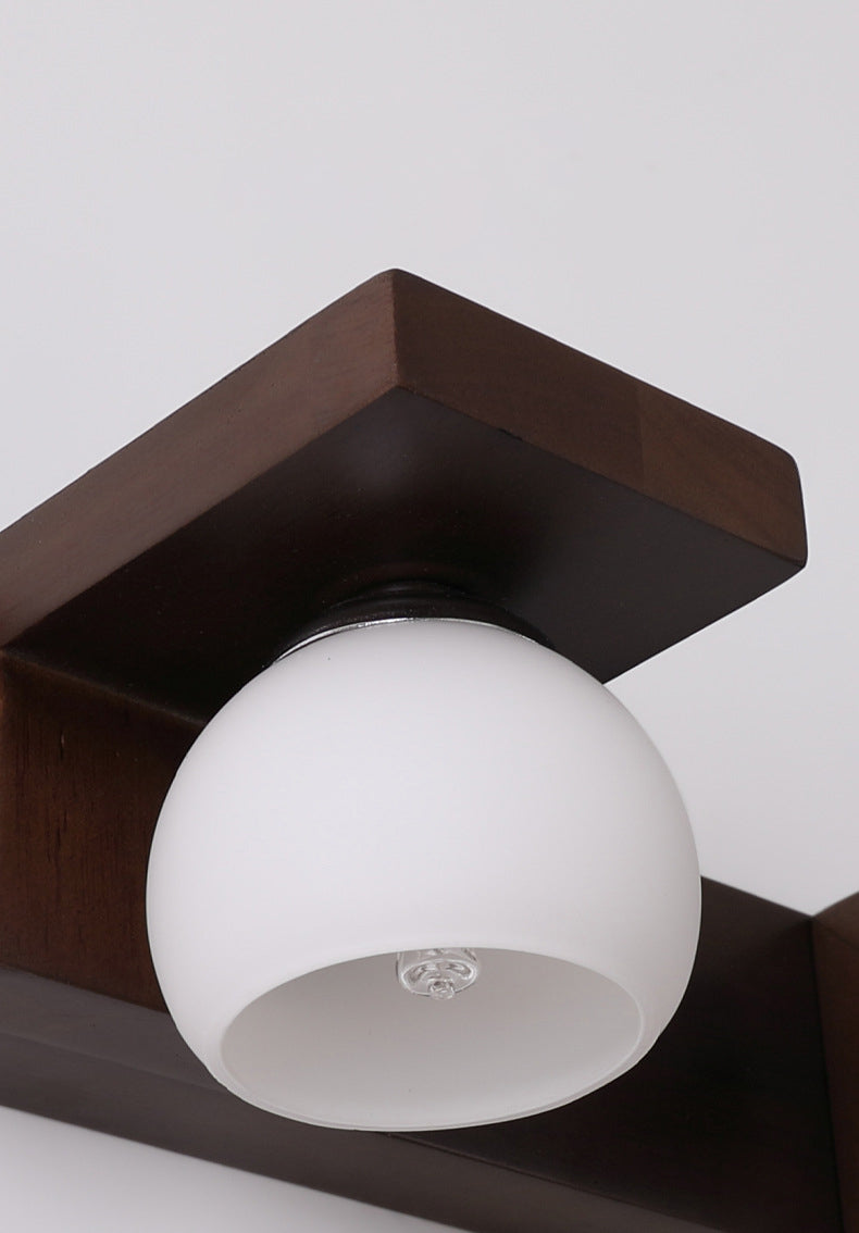 Walnut Brown Mirror Cabinet Wall Sconce Down Lighting Vanity Fixtures for Bathroom