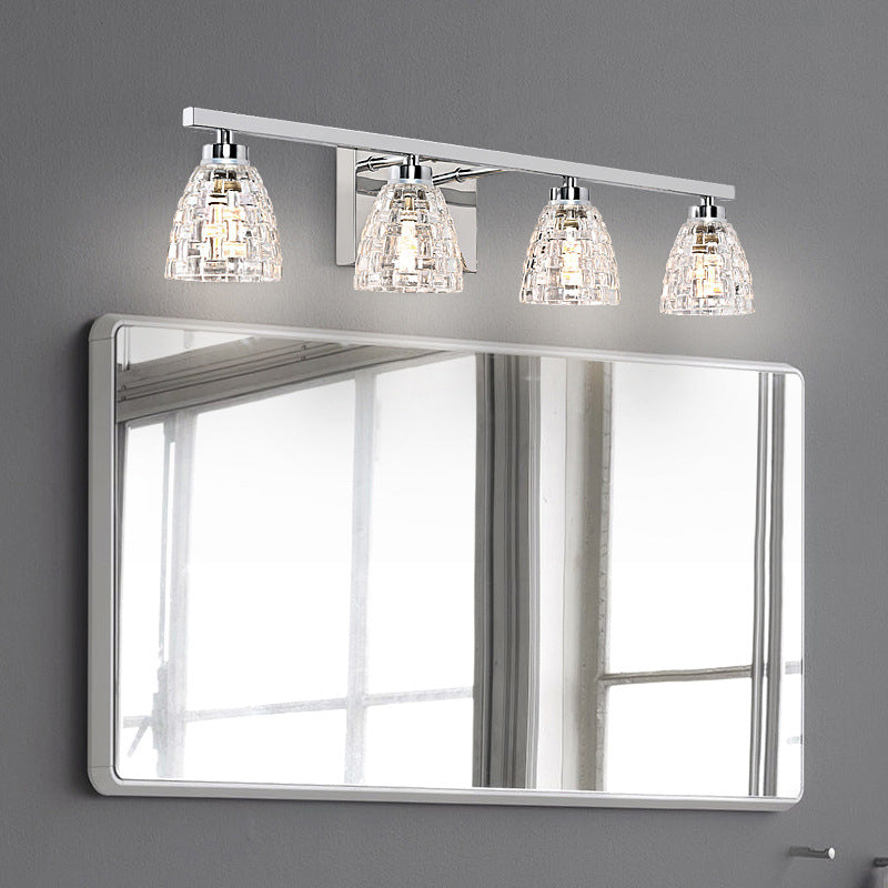 Modern Metal Siding Vanity Sconce 4 Lights Glass Shade Vanity Light for Bathroom