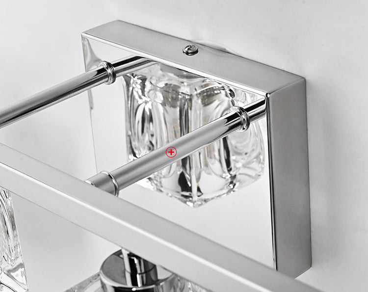 Modern Metal Siding Vanity Sconce 4 Lights Glass Shade Vanity Light for Bathroom