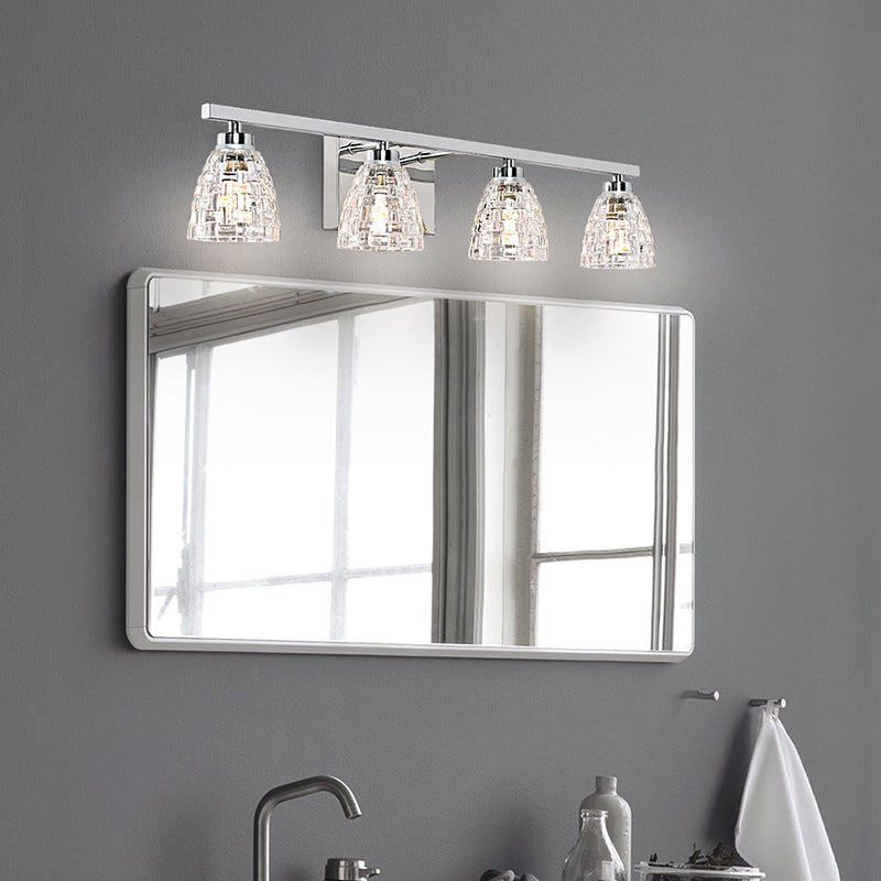 Modern Metal Siding Vanity Sconce 4 Lights Glass Shade Vanity Light for Bathroom