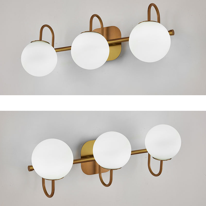 Global Glass Shade Vanity Wall Sconce Metal Armed Vanity Mirror Lights for Bedroom Bathroom