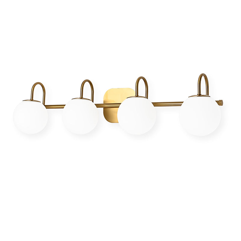 Global Glass Shade Vanity Wall Sconce Metal Armed Vanity Mirror Lights for Bedroom Bathroom