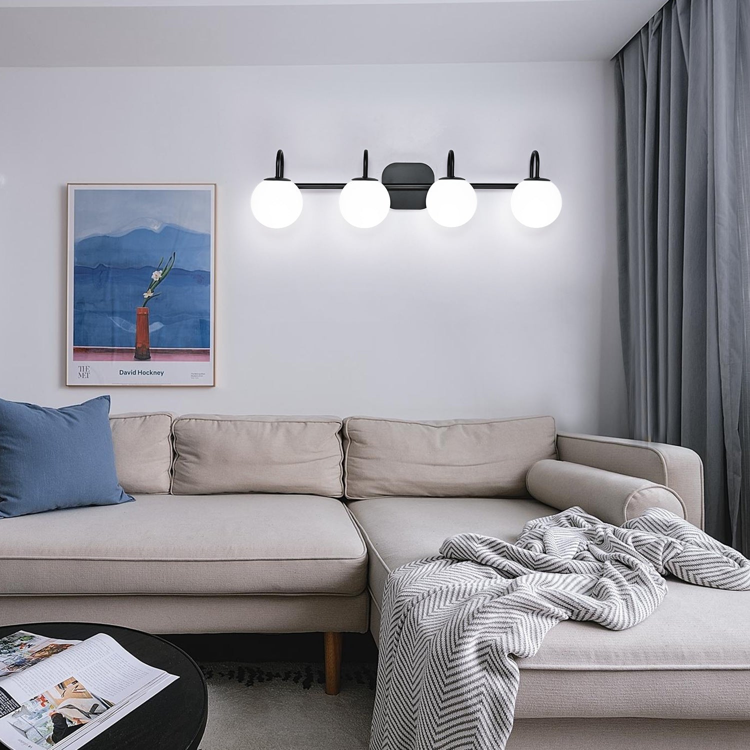 Global Glass Shade Vanity Wall Sconce Metal Armed Vanity Mirror Lights for Bedroom Bathroom