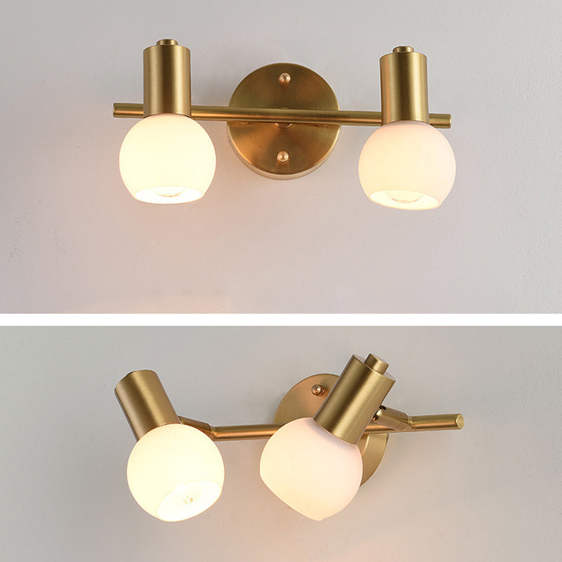 Nordic Messing Eitelkeitsbeleuchtung Ideen gefrostete Glasschattenschatten -Eitelkeitslampe für Badezimmer