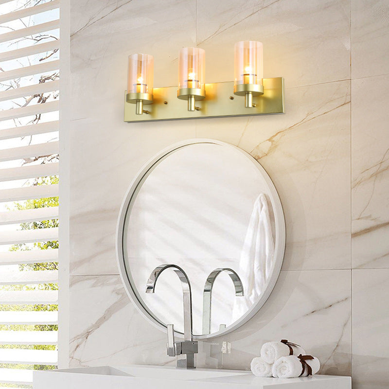 Vintage Style Vanity Mirror Lights 3 Lights Wall Mounted Mirror Front Lamp in Glass Shade