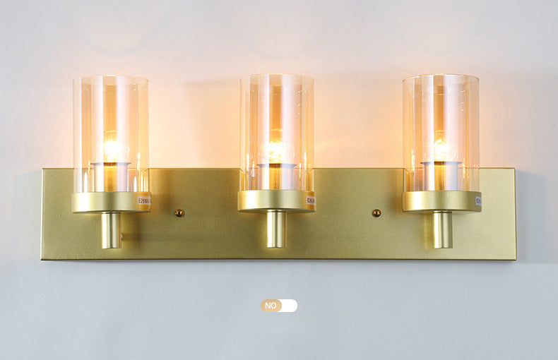 Vintage -Stil Eitelkeitspiegel Lichter 3 Leuchten Wandmontierte Spiegel Frontlampe im Glasschatten