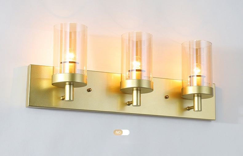 Vintage -Stil Eitelkeitspiegel Lichter 3 Leuchten Wandmontierte Spiegel Frontlampe im Glasschatten