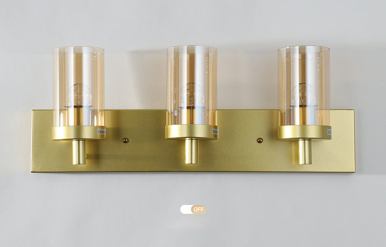 Vintage -Stil Eitelkeitspiegel Lichter 3 Leuchten Wandmontierte Spiegel Frontlampe im Glasschatten