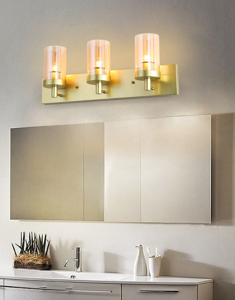Vintage Style Vanity Mirror Lights 3 Lights Wall Mounted Mirror Front Lamp in Glass Shade