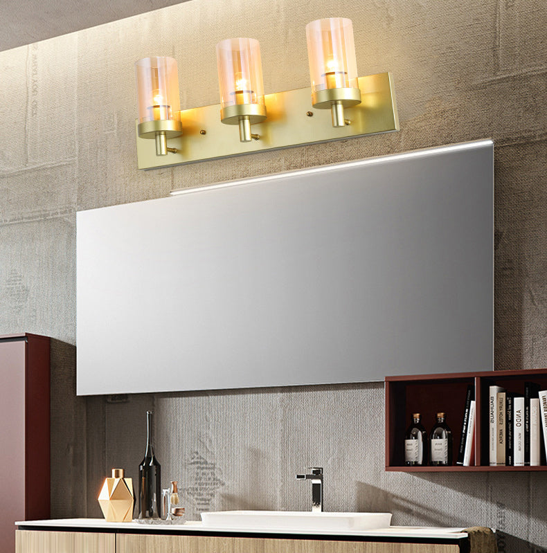 Vintage -Stil Eitelkeitspiegel Lichter 3 Leuchten Wandmontierte Spiegel Frontlampe im Glasschatten