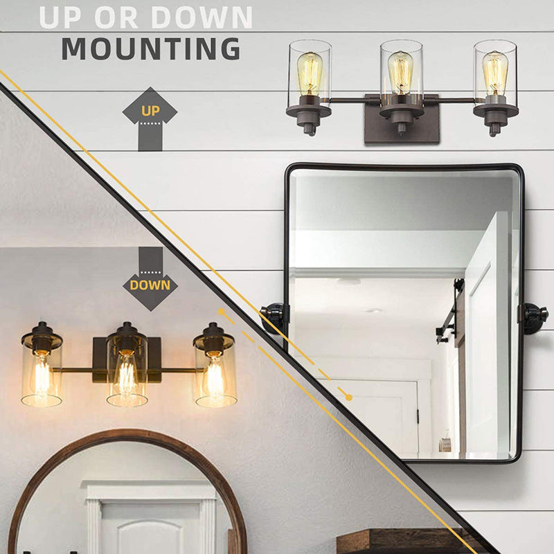 Industrial Style Vanity Light Fixture Transparent Glass Shade Bathroom Vanity Sconce
