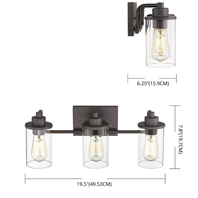 Industrial Style Vanity Light Fixture Transparent Glass Shade Bathroom Vanity Sconce