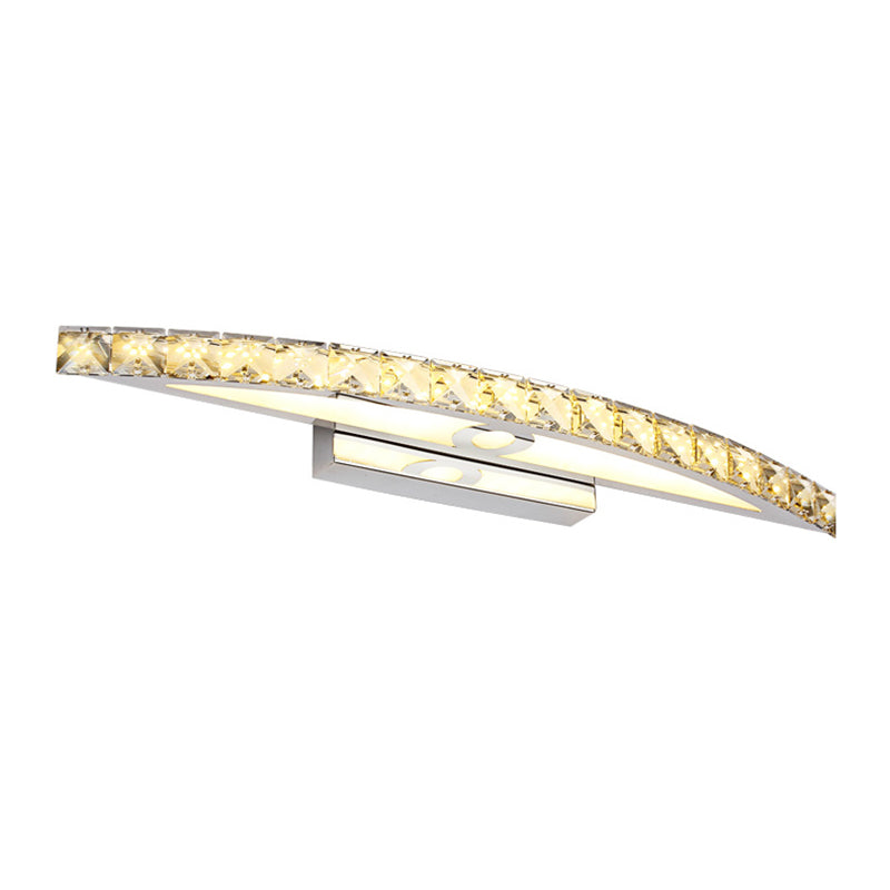 Modern Crystal Vanity Light Fixture Arc Shape K9 Crystal Bathroom Vanity Sconce