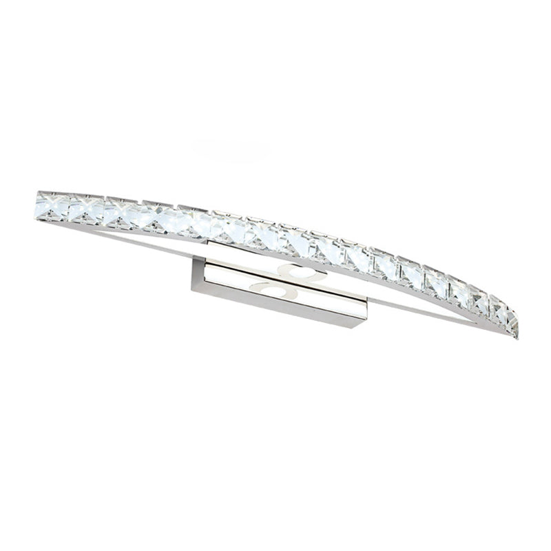Modern Crystal Vanity Light Fixture Arc Shape K9 Crystal Bathroom Vanity Sconce