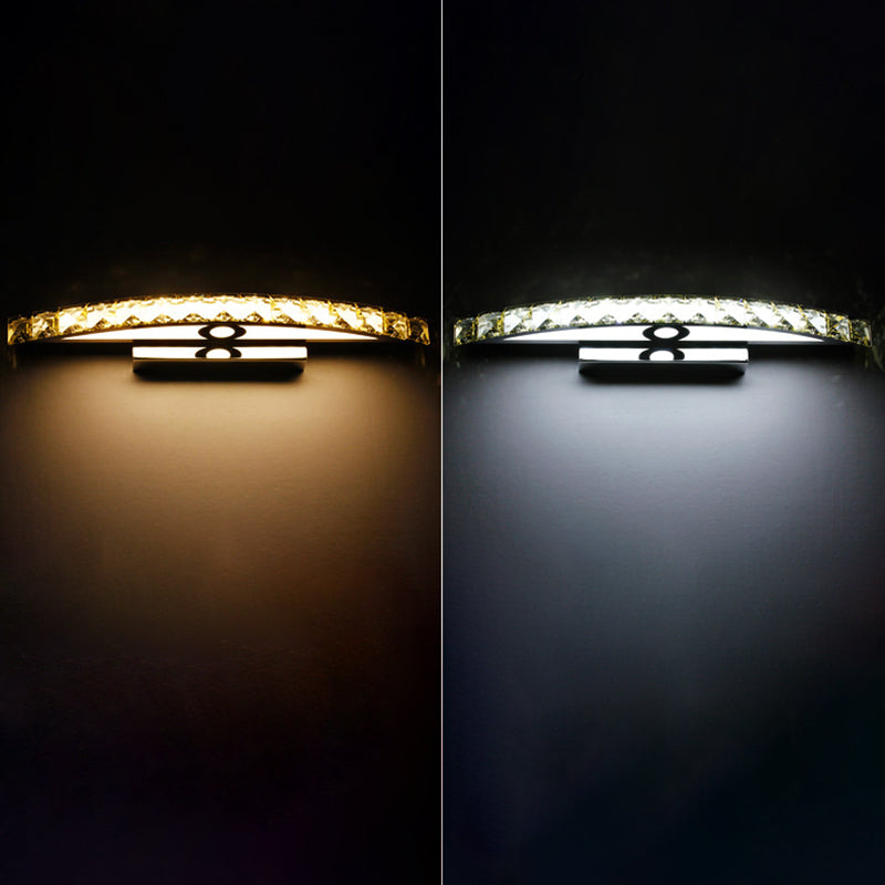 Fixage d'éclairage de vanité en cristal moderne Forme d'arc K9 CRISTAL BOOR Vanité Sconce