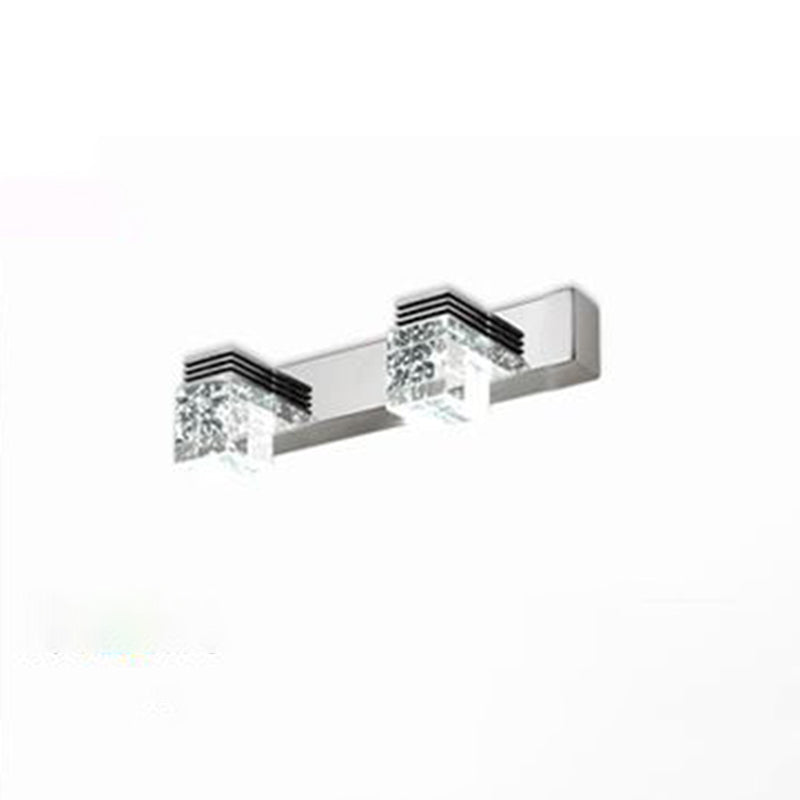 Vanité en acier inoxydable Vanité Sconce Bubble Crystal Block Vanité Lumière Au-dessus du miroir pour la salle de bain