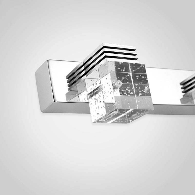 Stainless Steel Siding Vanity Sconce Bubble Crystal Block Vanity Light above Mirror for Bathroom