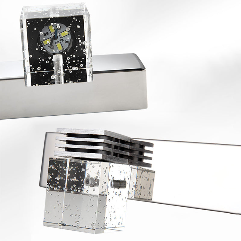 Vanité en acier inoxydable Vanité Sconce Bubble Crystal Block Vanité Lumière Au-dessus du miroir pour la salle de bain