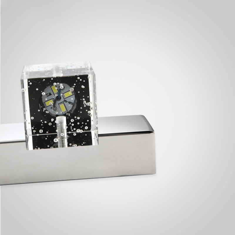 Vanité en acier inoxydable Vanité Sconce Bubble Crystal Block Vanité Lumière Au-dessus du miroir pour la salle de bain