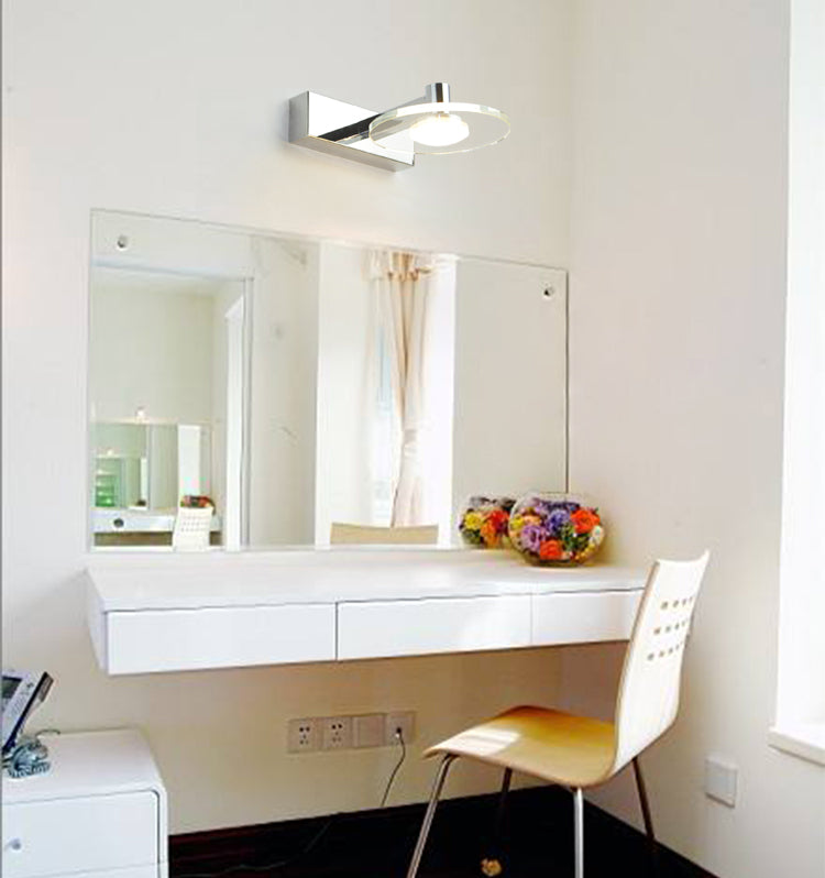 Translucent Crystal Vanity Light Sconce 1 Light Circle Vanity Vanity Lamp for Bathroom