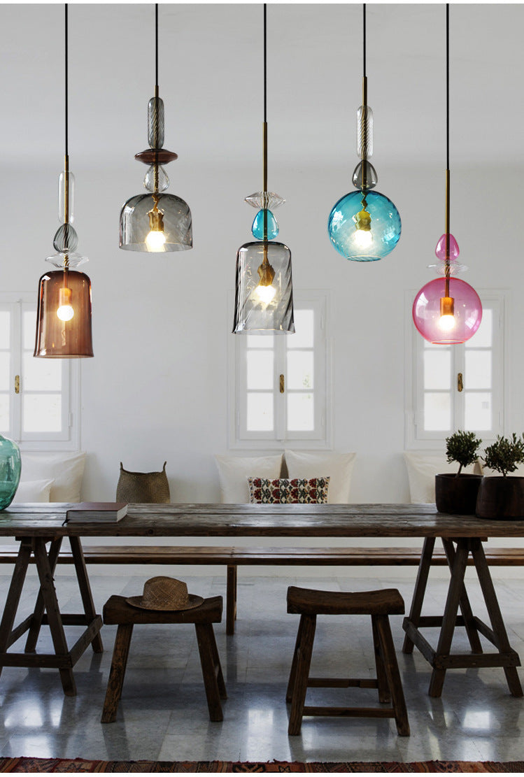 Ultra-Moderne Simplicity Candy Hanging Deckenleuchte Glasfederung Anhänger Licht für das Restaurant