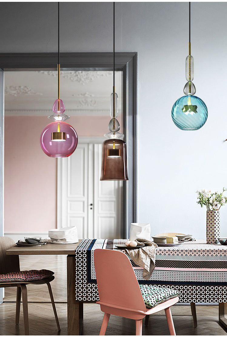 Ultra-Moderne Simplicity Candy Hanging Deckenleuchte Glasfederung Anhänger Licht für das Restaurant
