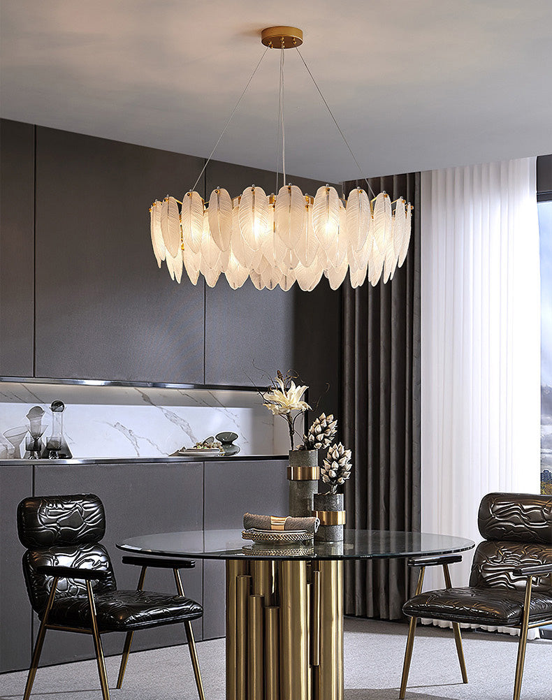 Circle Chandelier Light Fixture Designer Modern Simplicity Glass Pendant Lighting for Restaurant