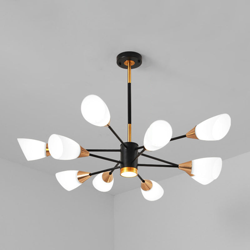 Modern Simplicity Spoke-Like Pendant Chandelier White Glass Hanging Light Fixture for Restaurant