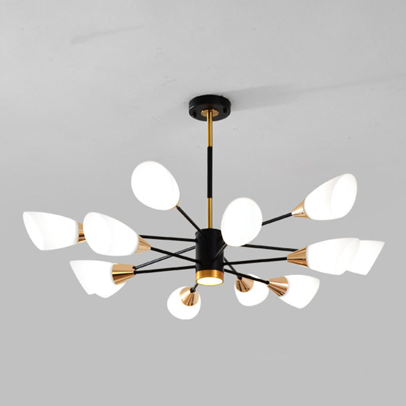 Modern Simplicity Spoke-Like Pendant Chandelier White Glass Hanging Light Fixture for Restaurant