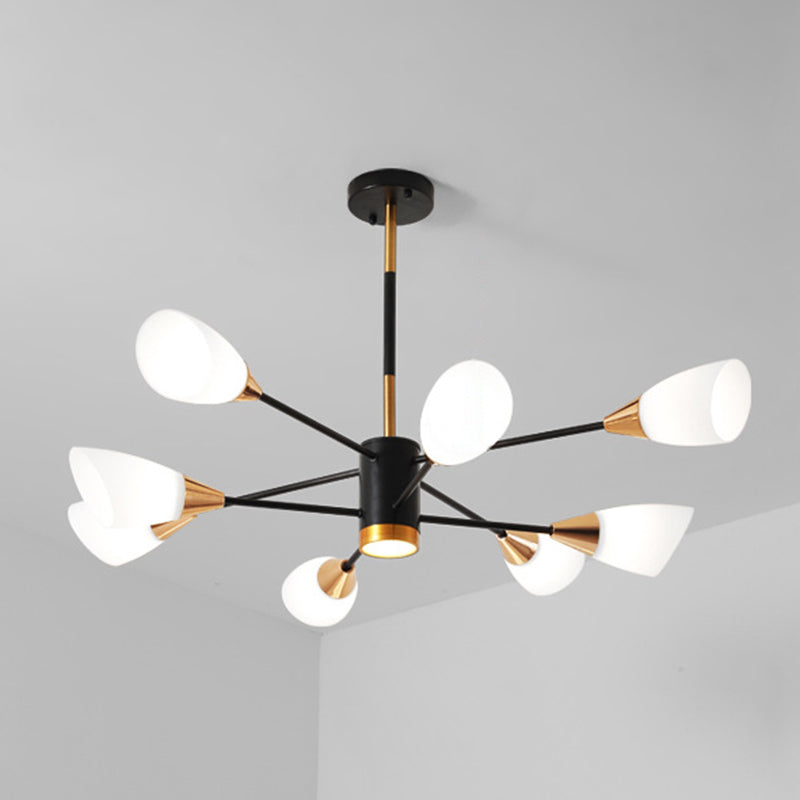 Modern Simplicity Spoke-Like Pendant Chandelier White Glass Hanging Light Fixture for Restaurant